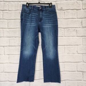 Social Standard by Sanctuary Raw Hem Mid Rise Kick Crop Jeans Blue Size 8